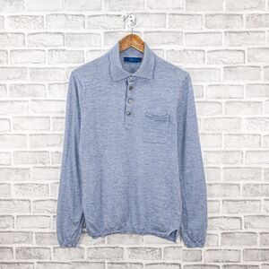 SUITSUPPLY JORT Men's 100% Cashmere Knit Pullover polo sweater in blue size L